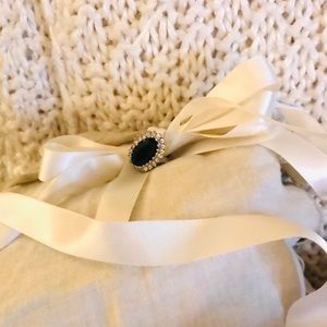 Blue Rhinestone Silver Statement Ring SZ 8